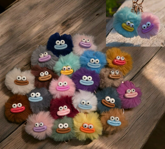 Super Soft Smiley Face Pom Pom Keychains