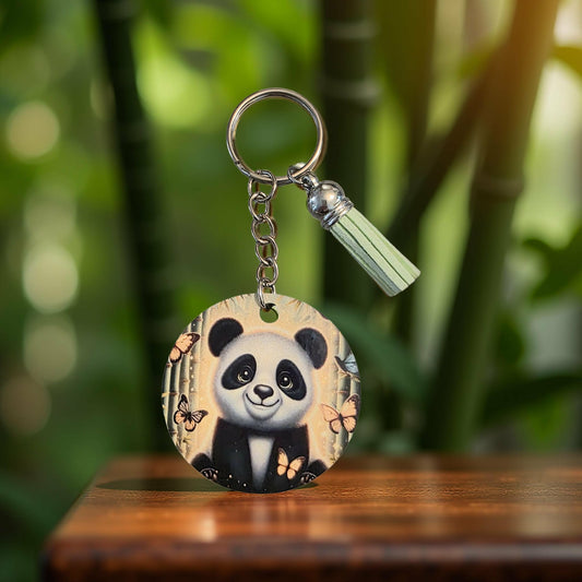 Cute panda with butterflies