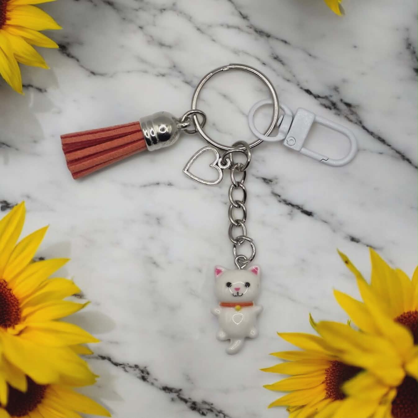 Cat with Heart Charm