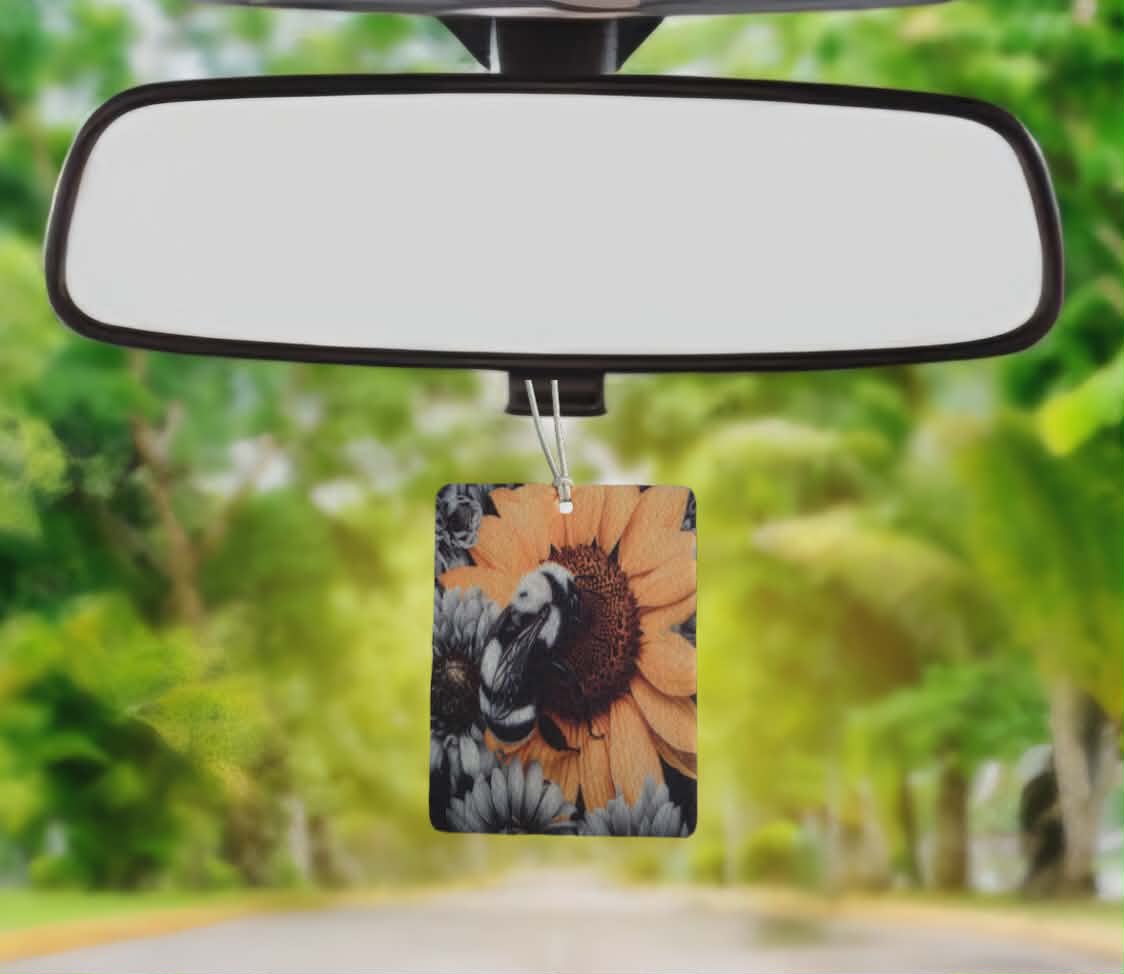 Yellow sunflower with black & white bee