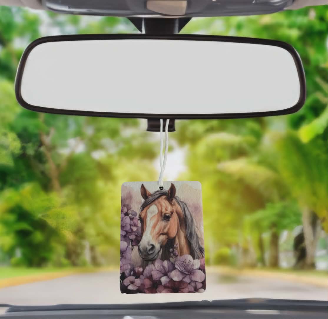 Purple Flowers and Tan horse