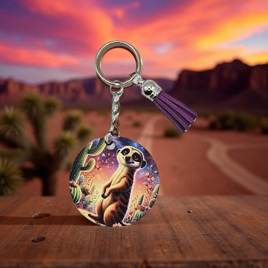 Meerkat in the dessert under a beautiful sky