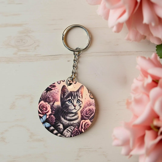 Kitten with floral