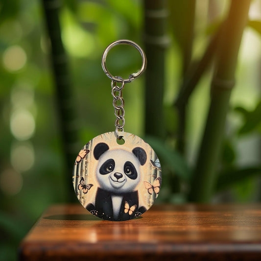 Cute panda with butterflies