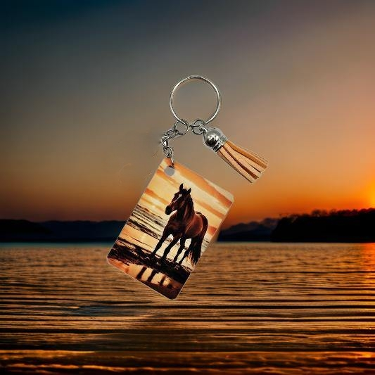 Horse on sunset beach
