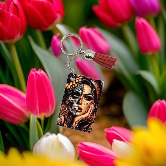 Beautiful Boho Sugar Skull Girl with Sunflower