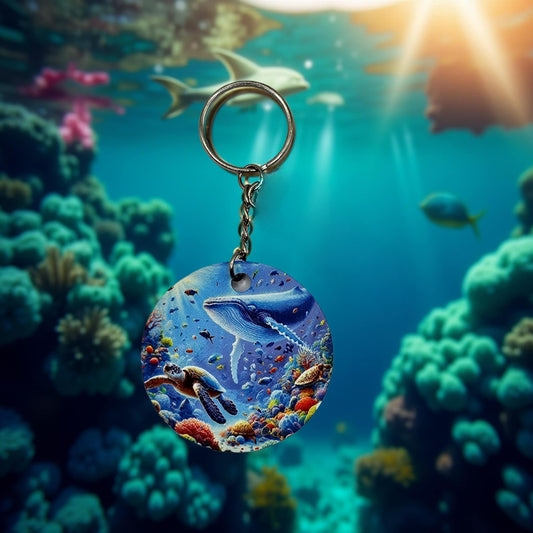 Whale and Turtle in the Ocean