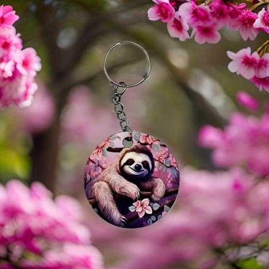 Sloth with pink flowers