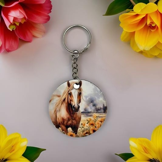 Brown horse in Sunflower field