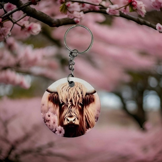Highland Cow with Pink floral