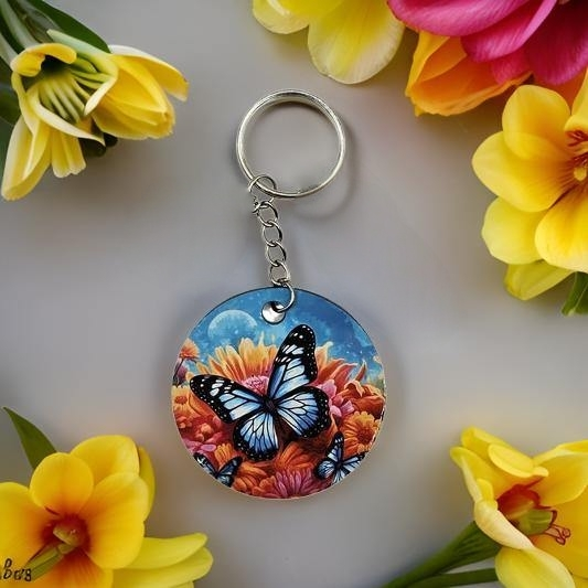 Blue Butterflies and Flowers
