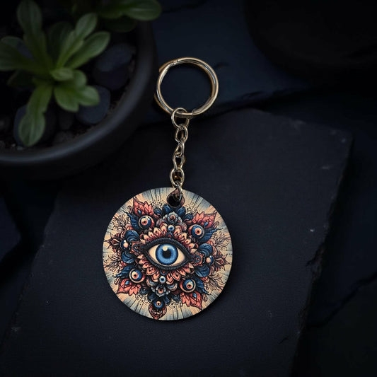pink and blue evil eye
