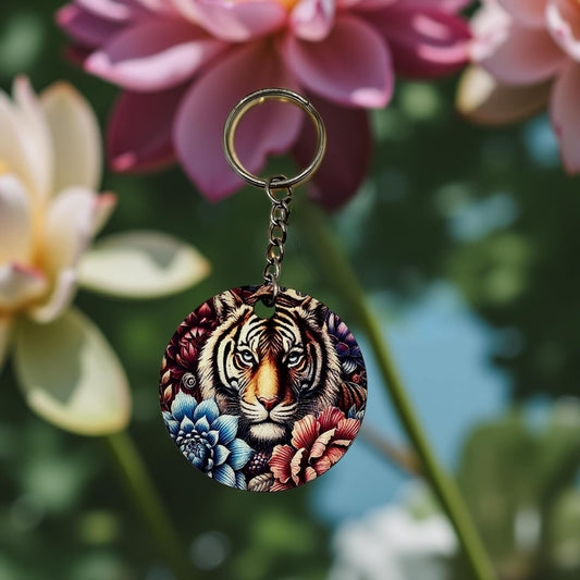 Tiger with lotus Flowers