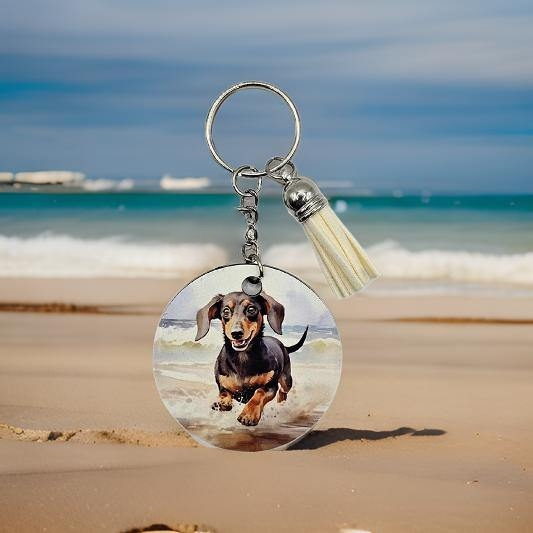 Black Dachshund on the beach