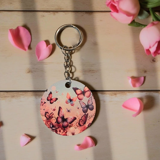 Pink butterflies and floral