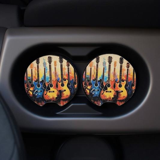 Colourful paint splash on guitars