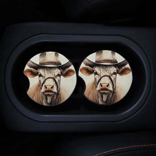 Grumpy cow with cream hat