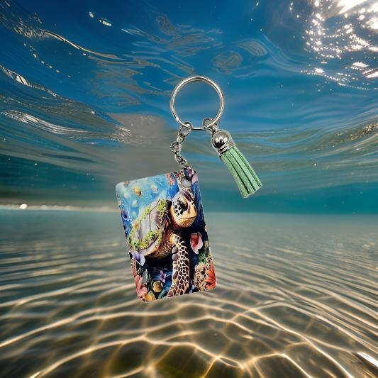 Turtle swimming through the reef