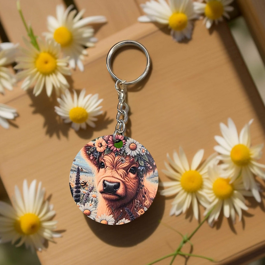 Baby highland cow with floral crown