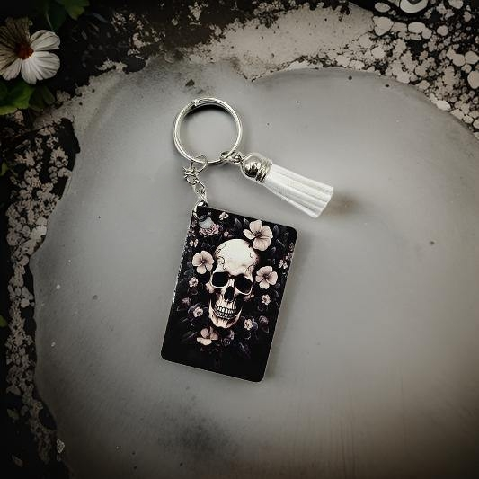 White skulls and flowers