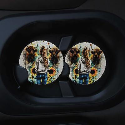 Girl with highland cows