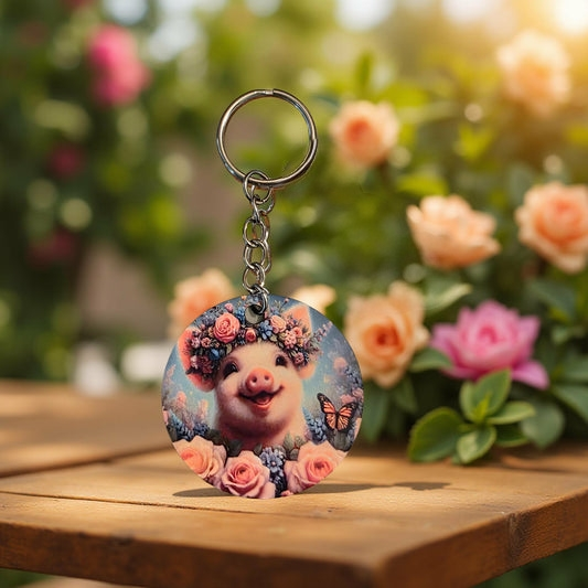 Cute pig with flower crown