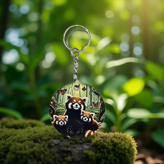 Cute red panda family in the forest