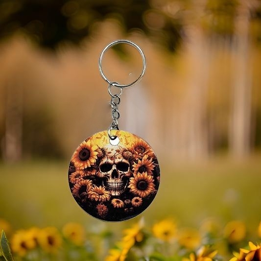 Skull with sunflowers
