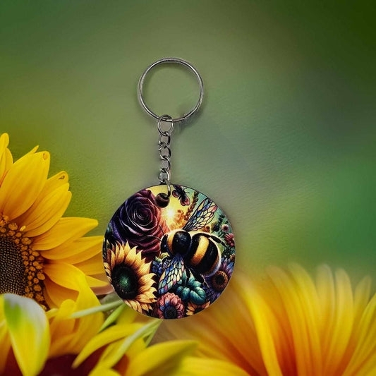 Vibrant colourful floral and Bee