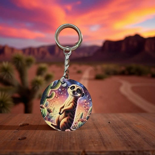 Meerkat in the dessert under a beautiful sky