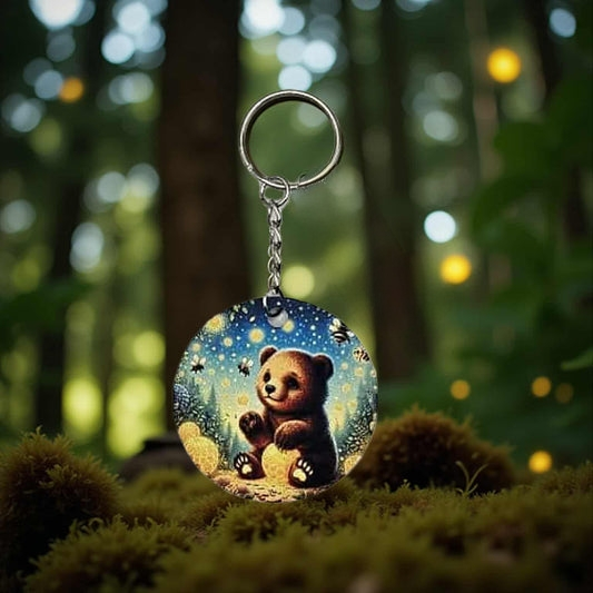 Cute cub in the night of the forest