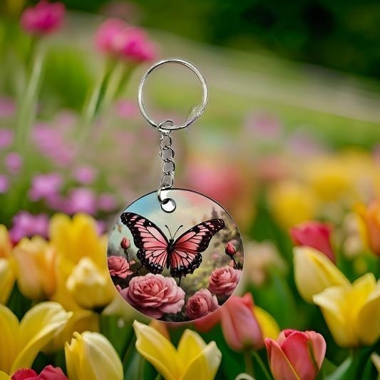 Beautiful Pink Roses and Butterfly